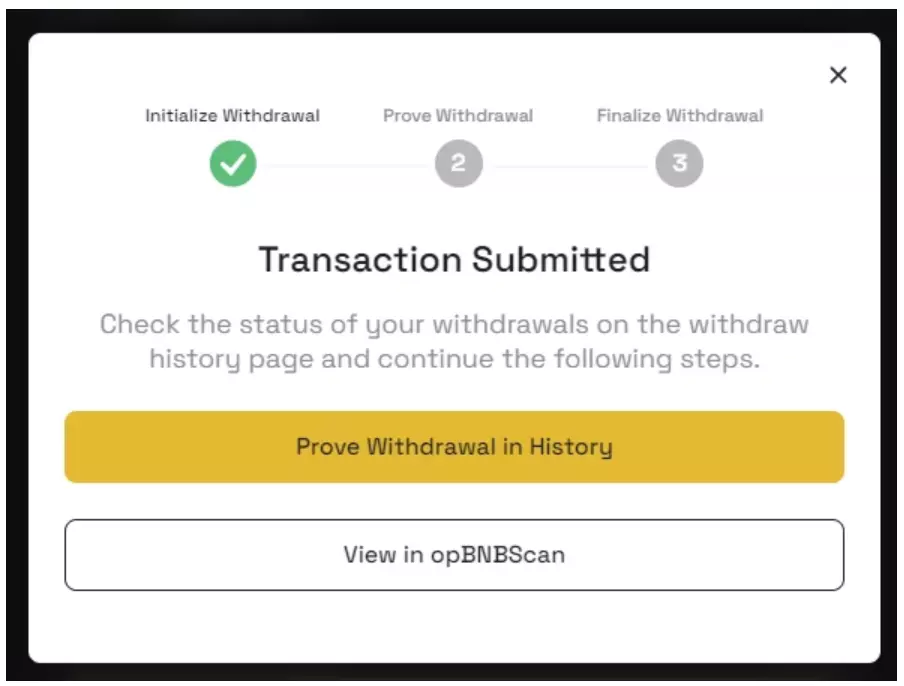 BNB transaction step 1