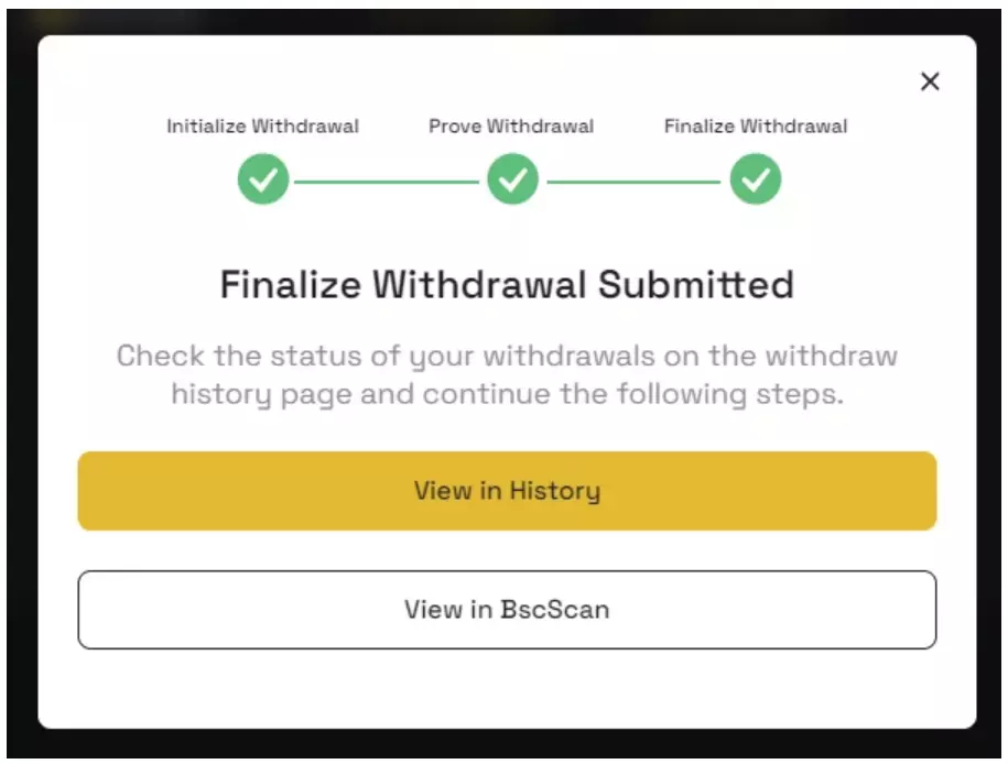 BNB finilized transaction