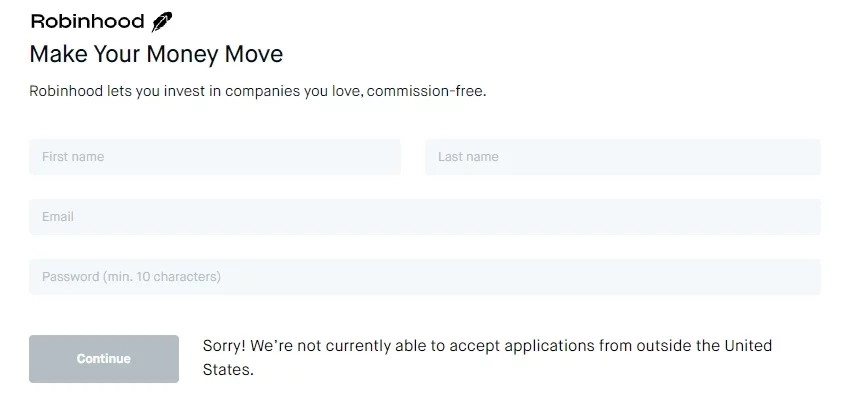 Robinhood sign up